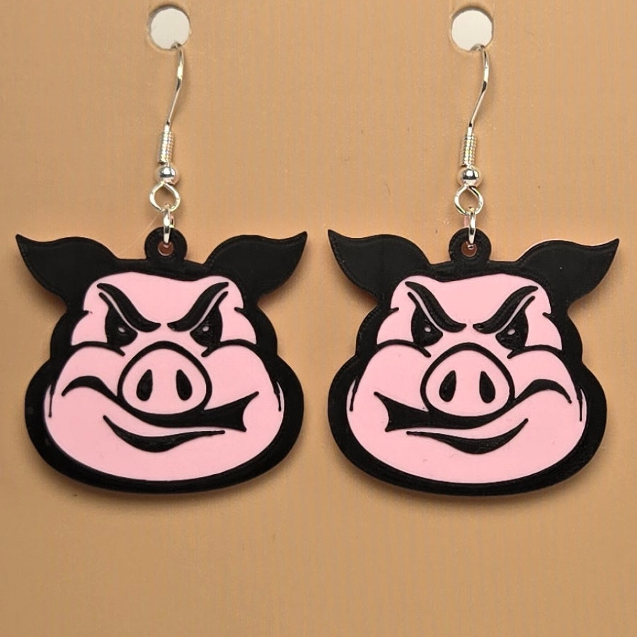 Boucle d'oreille en forme de Cochon avec crochets hypoallergéniques sans nickel